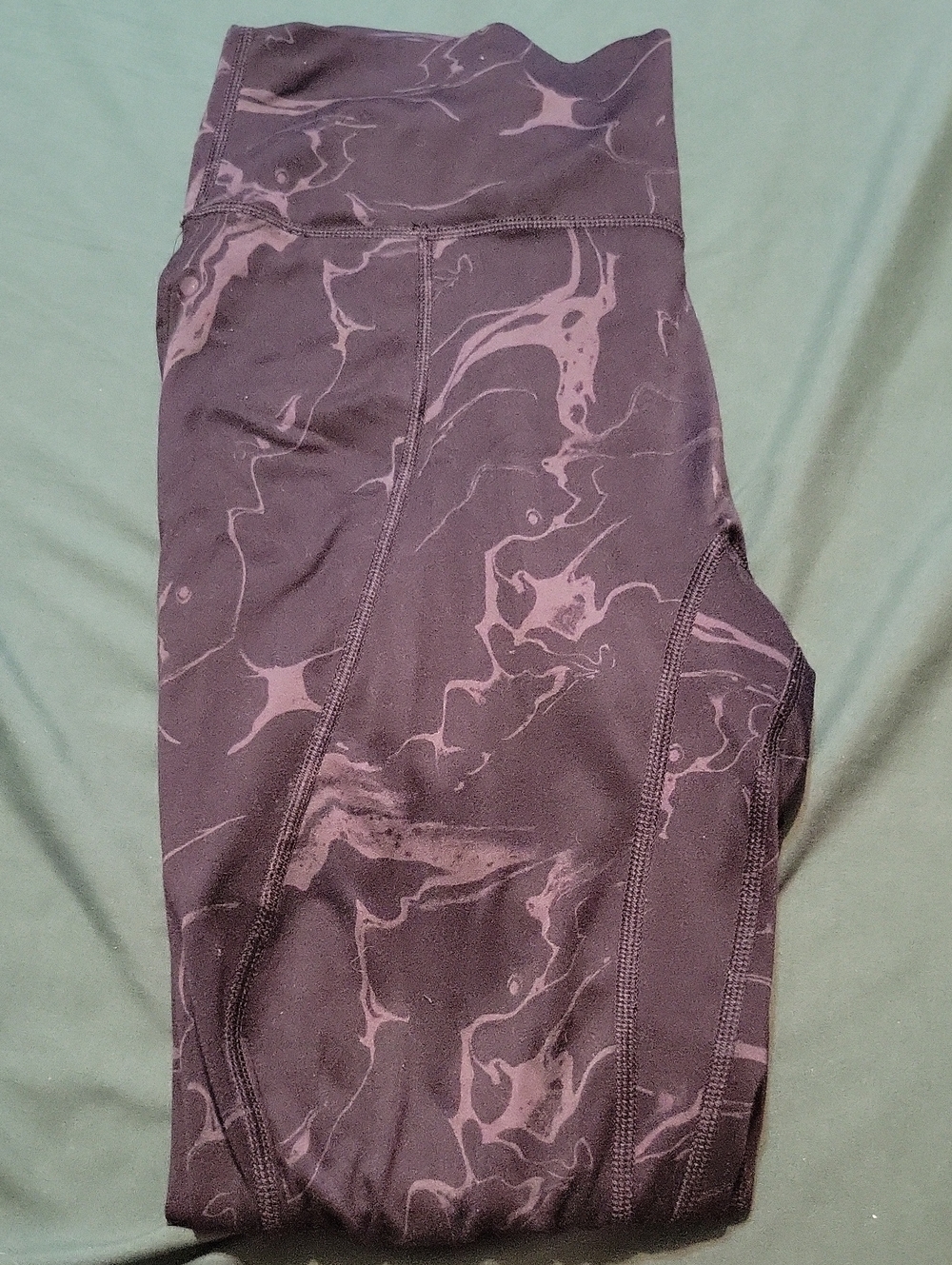 Womens Black Marble Print Active Leggings